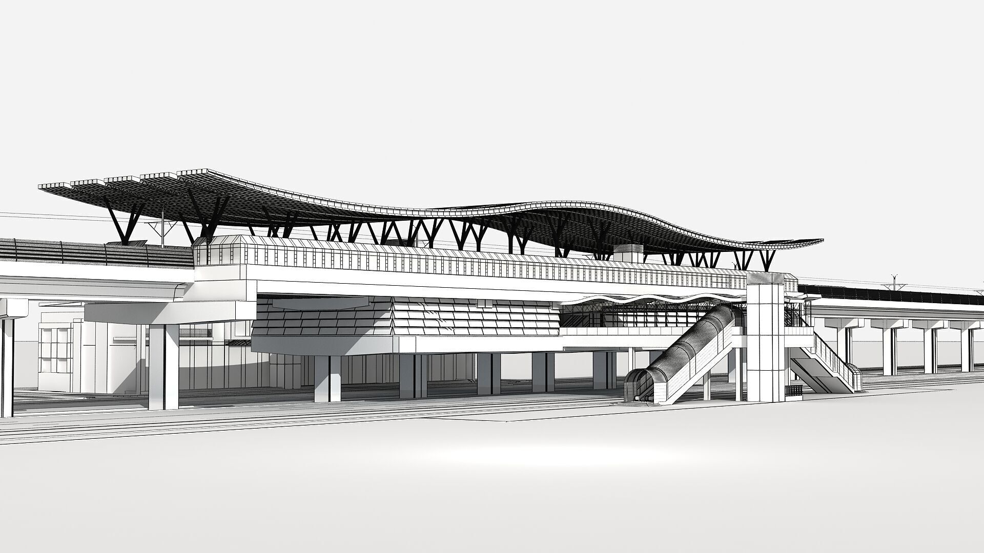 Light Rail Station 01 3D model_10