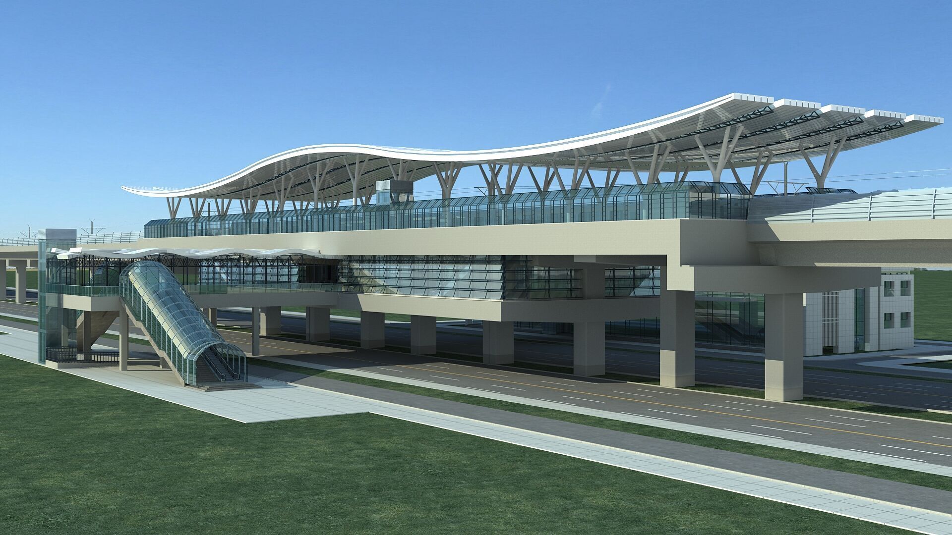 Light Rail Station 01 3D model_6