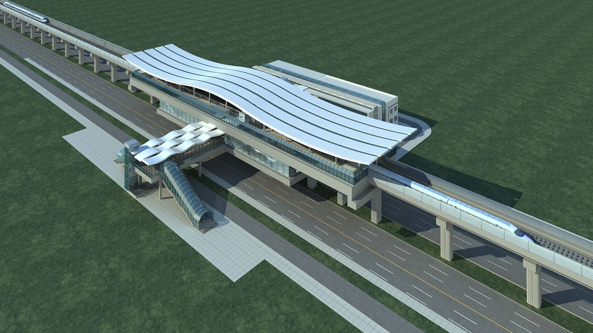 Light Rail Station 01 3D model_2