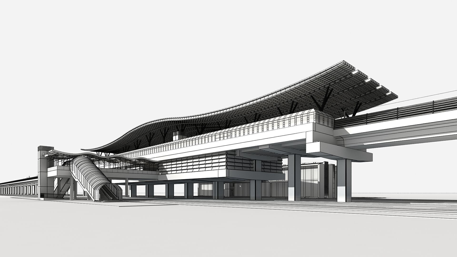 Light Rail Station 01 3D model_7