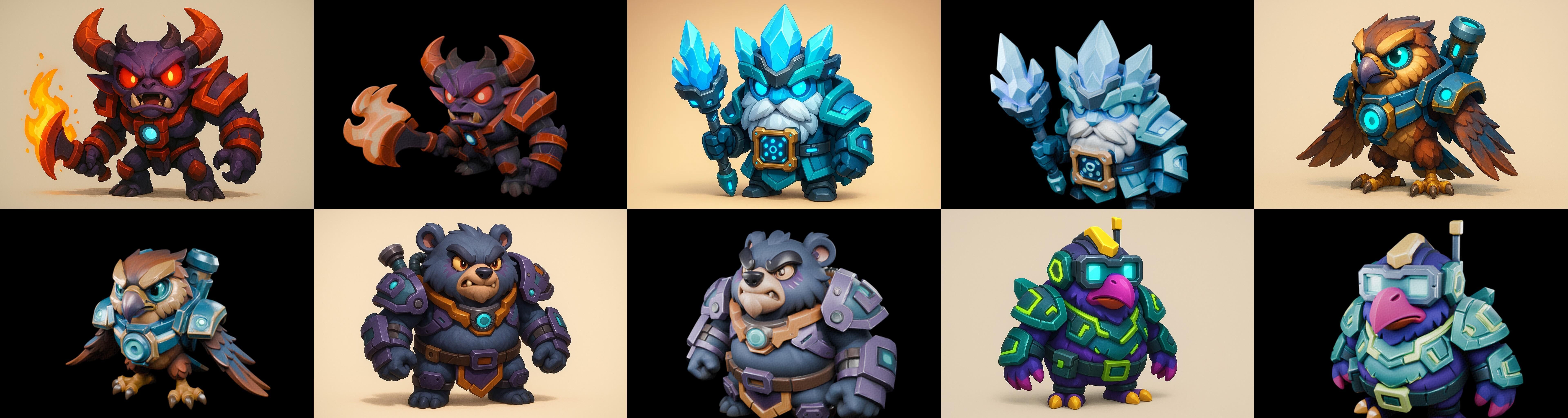 Heros Fantasy bundle 62 pack 100 glb Low-poly 3D model_16