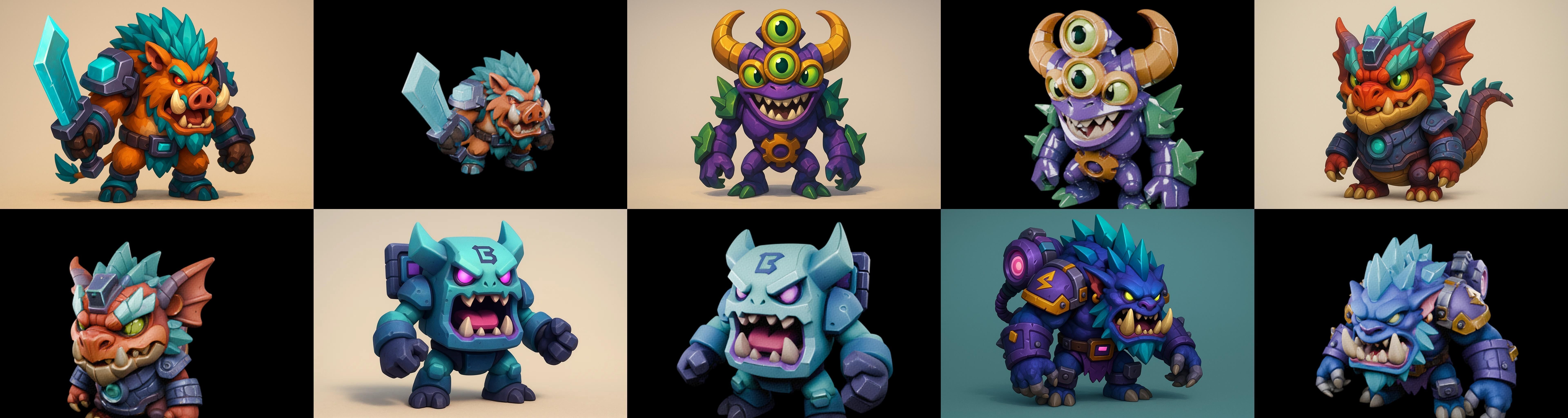 Heros Fantasy bundle 59 pack 100 glb Low-poly 3D model_17