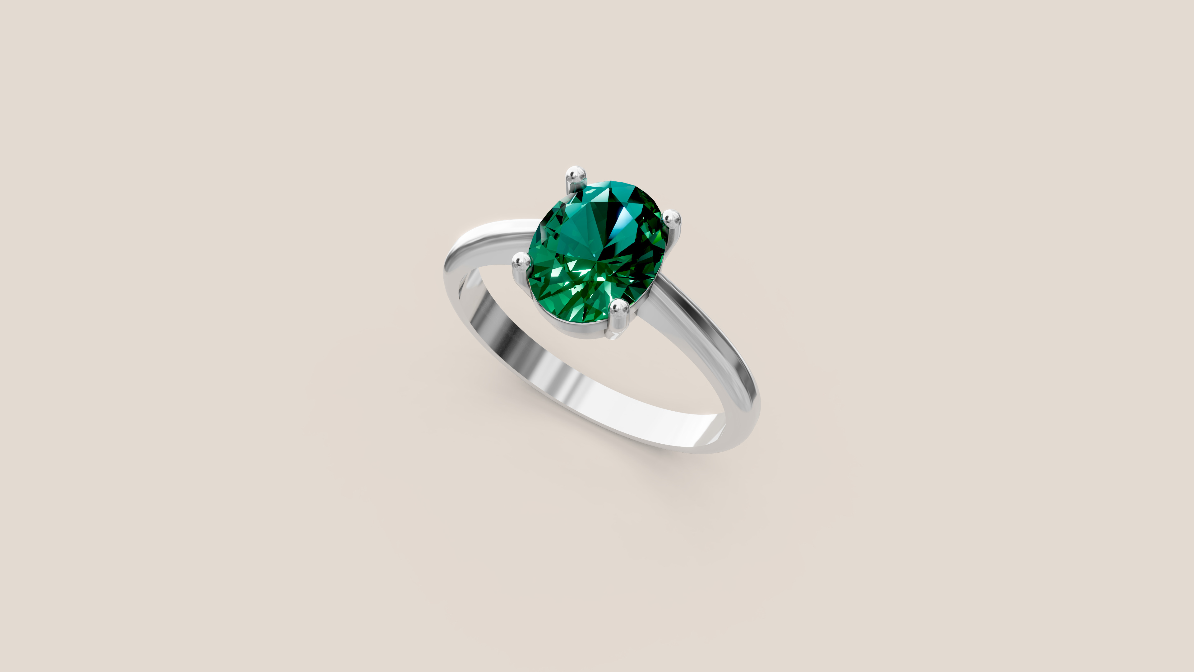 Oval Gemstone Ring 3D print model_6