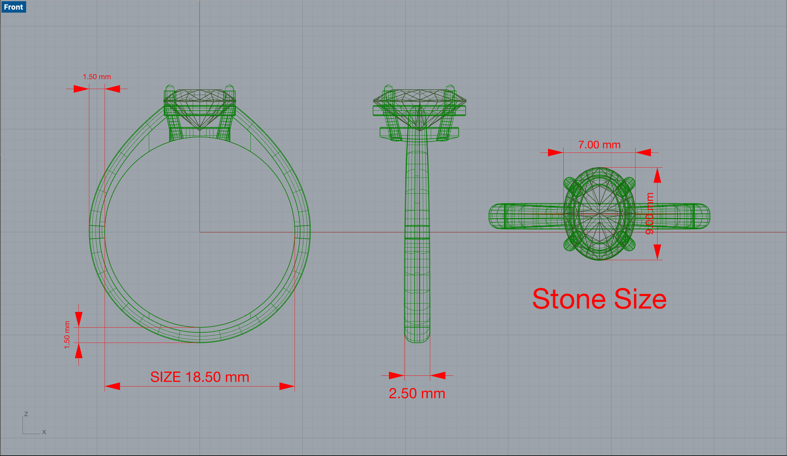 Oval Gemstone Ring 3D print model_13