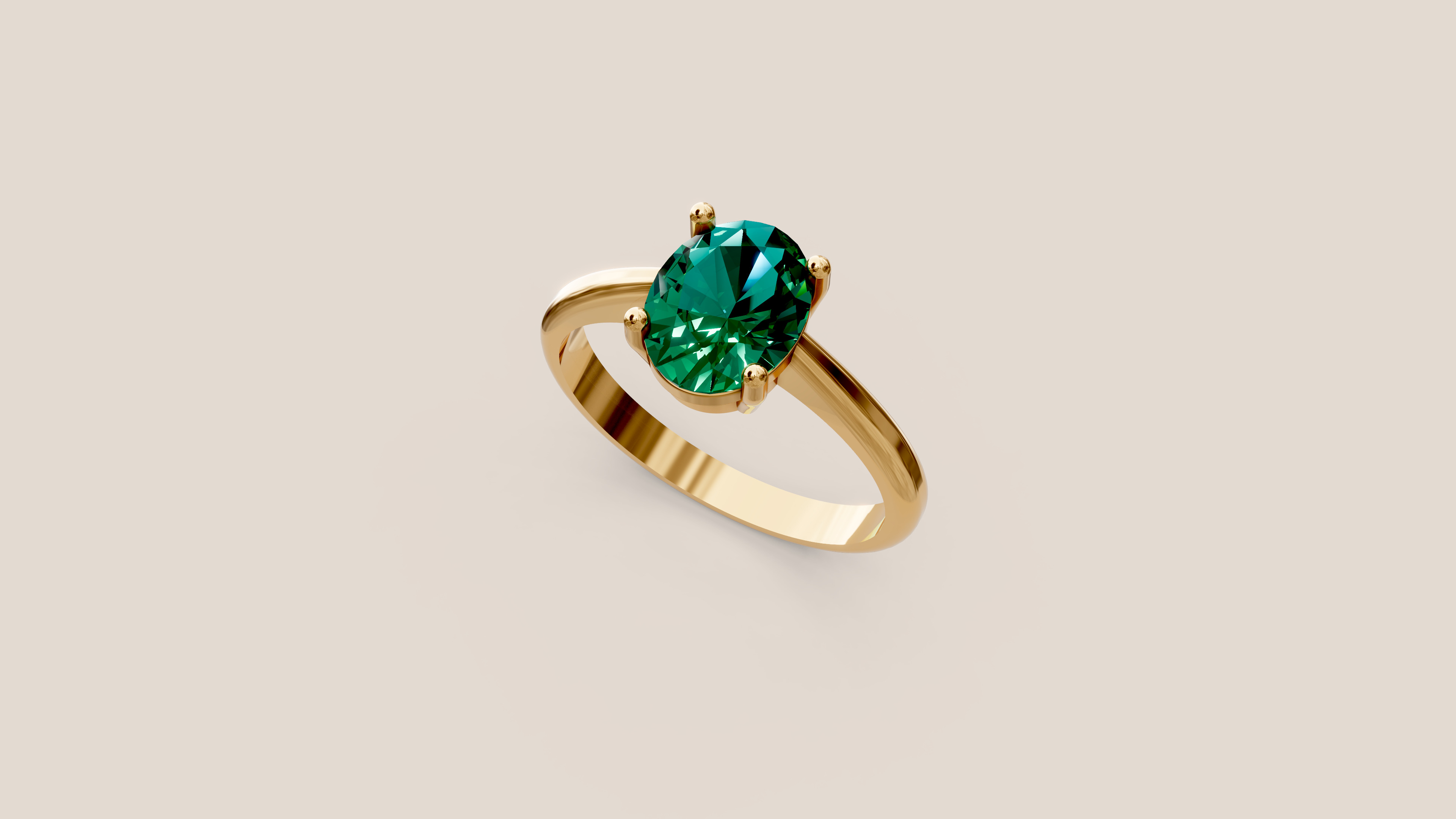 Oval Gemstone Ring 3D print model_1