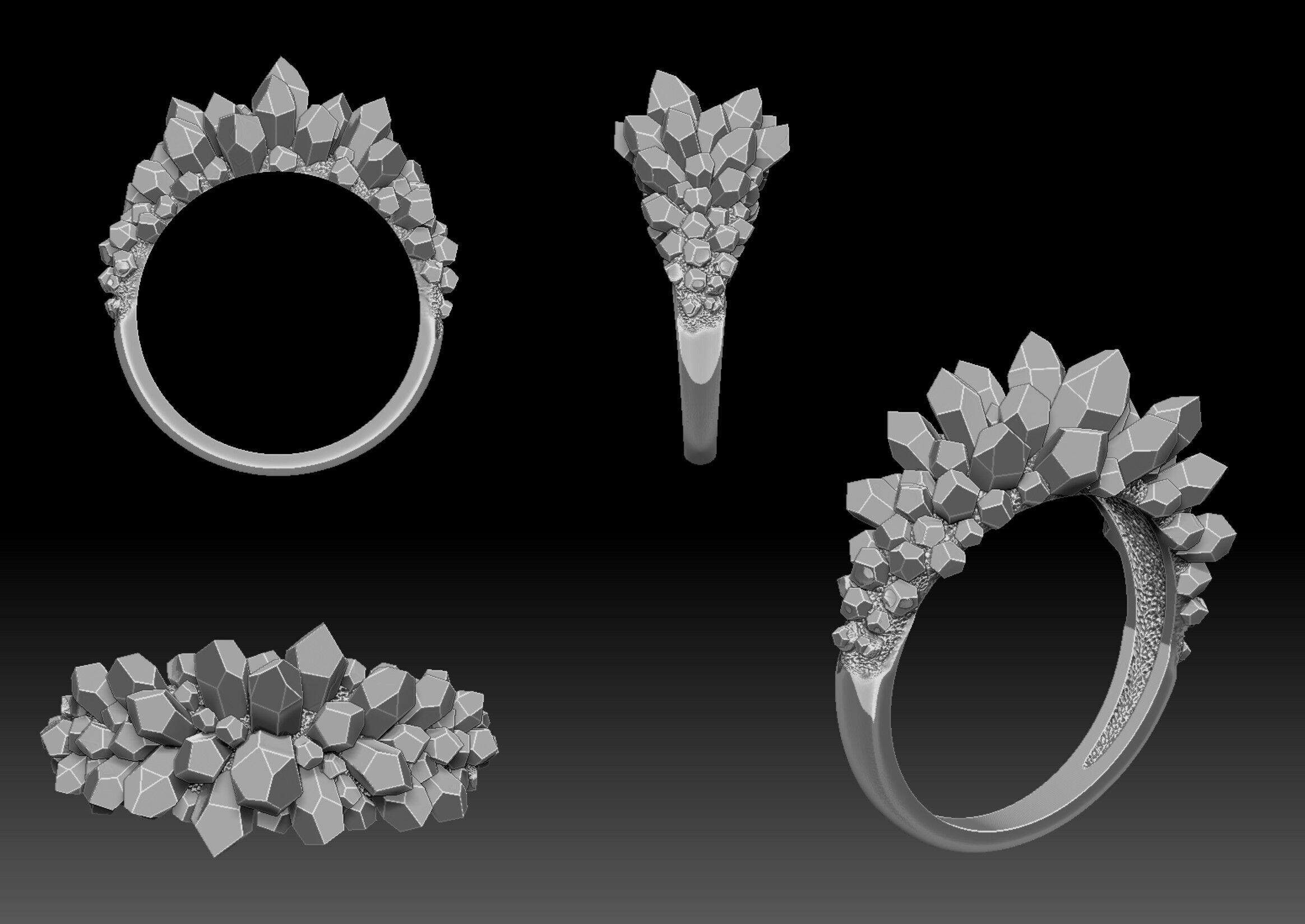 Crystal Druse Ring 3D print model_9
