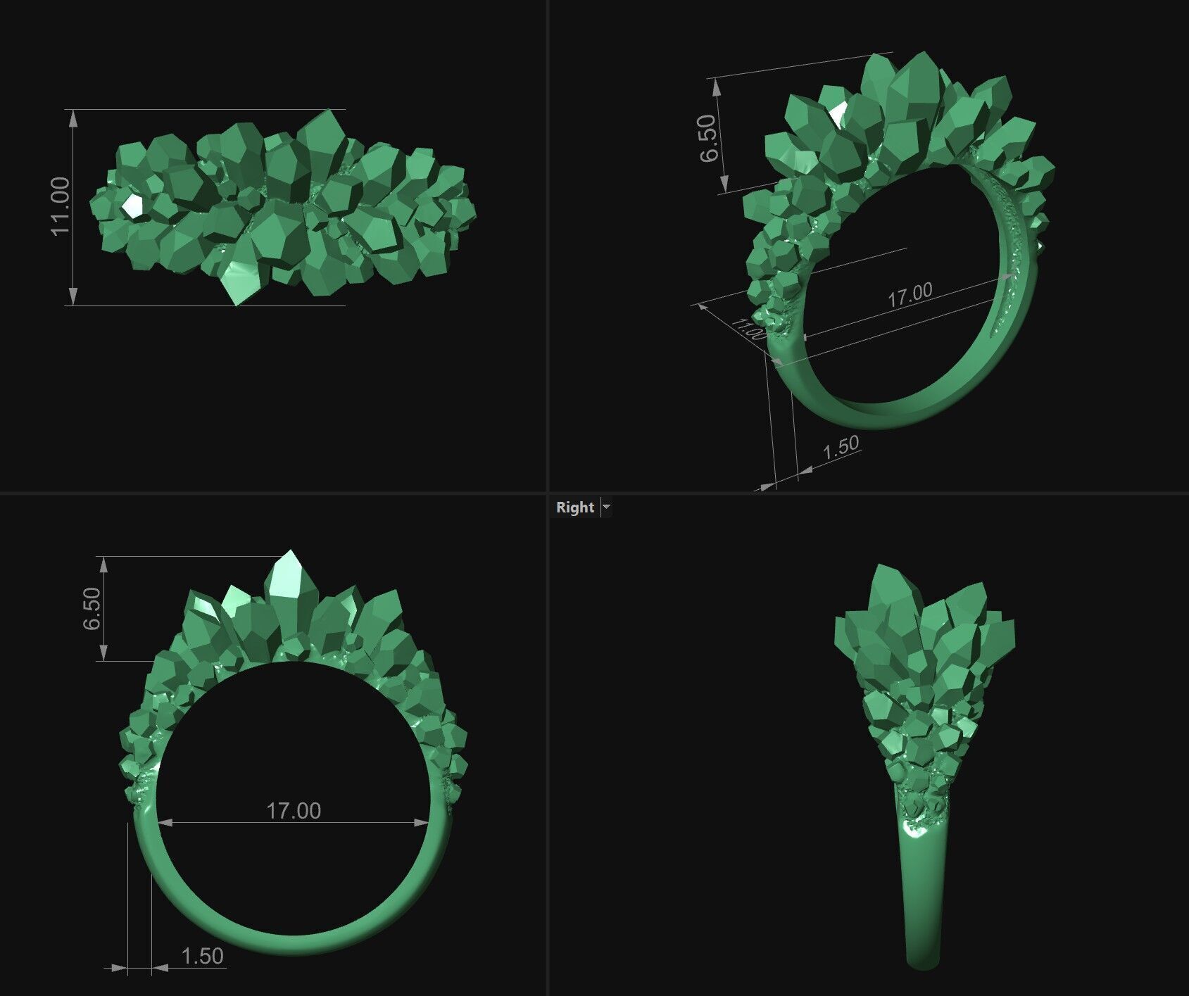 Crystal Druse Ring 3D print model_1
