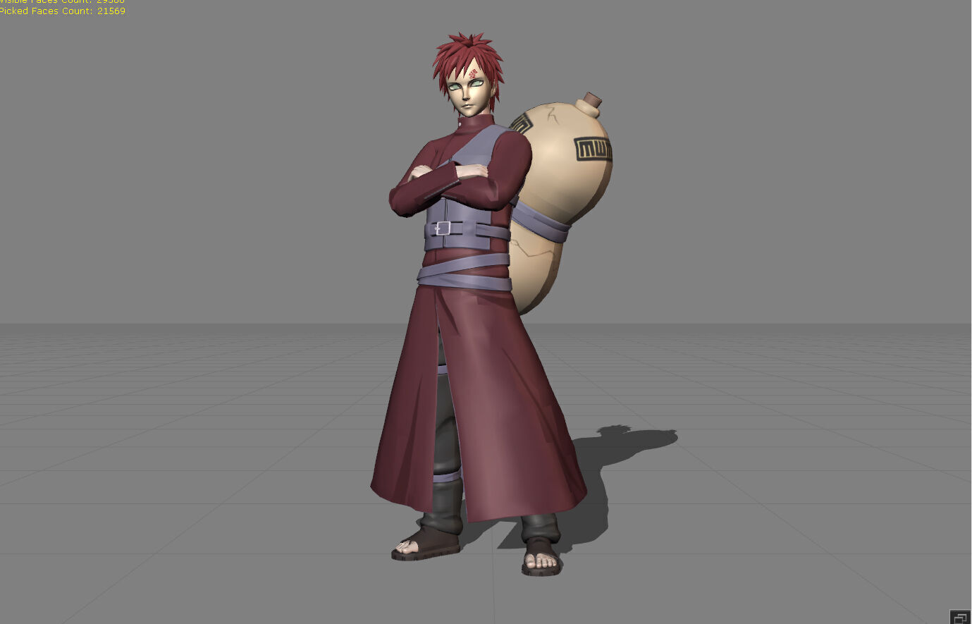 Gaara Kazekage Low-poly 3D model_1