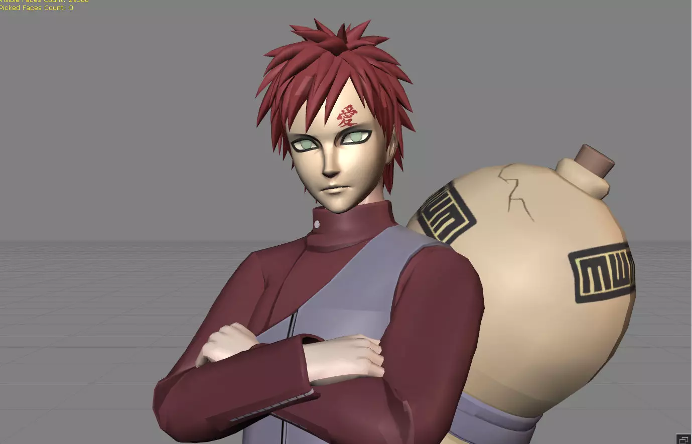 Gaara Kazekage Low-poly 3D model_0