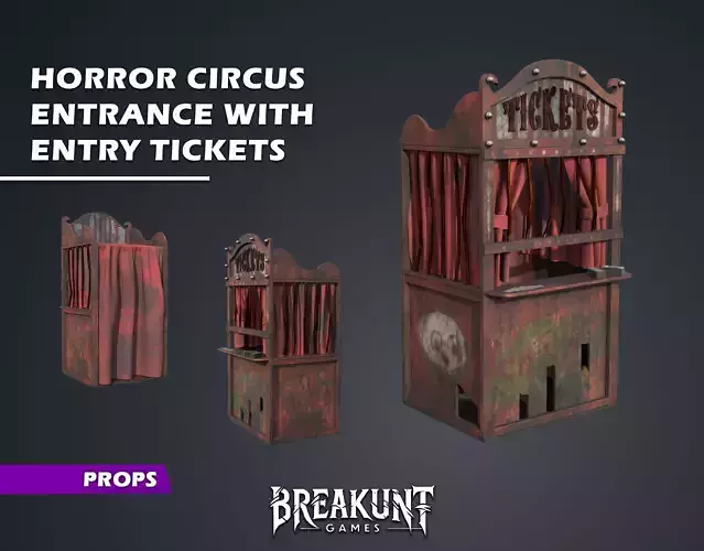  Horror Circus Entrance with Entry Tickets - 3d Model  3D model