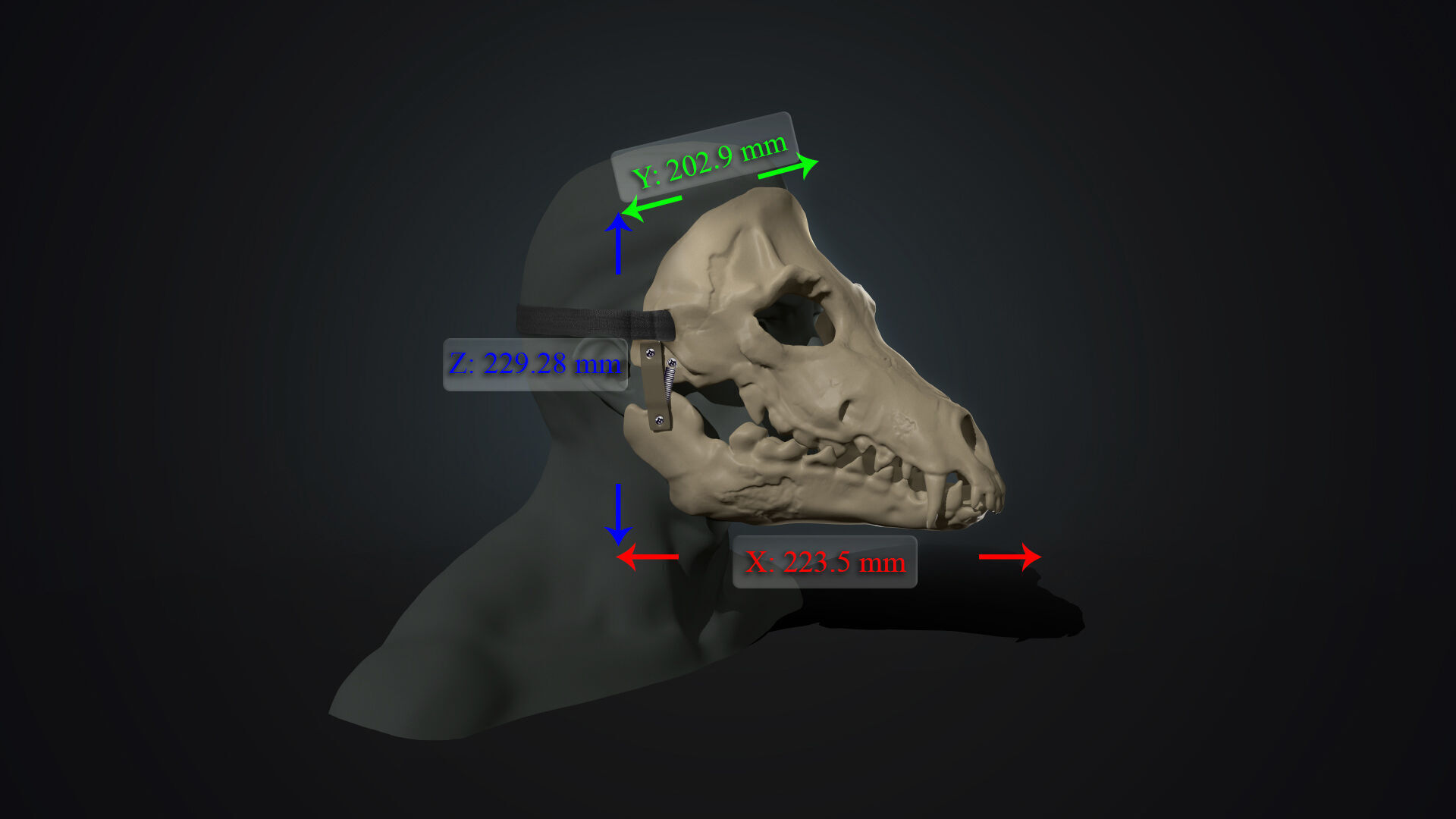 Skull mask with movable jaw 3D print model_3