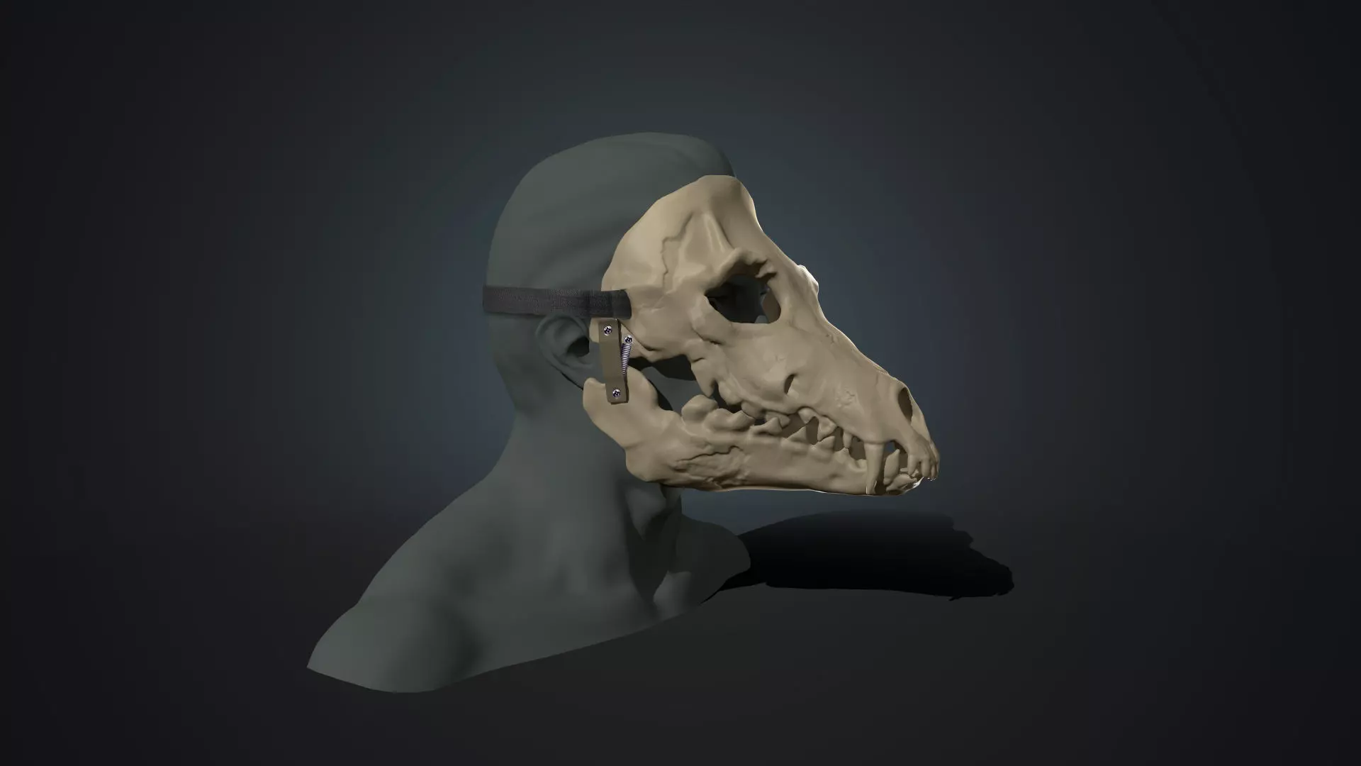 Skull mask with movable jaw 3D print model_0