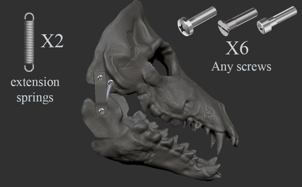 Skull mask with movable jaw 3D print model_4
