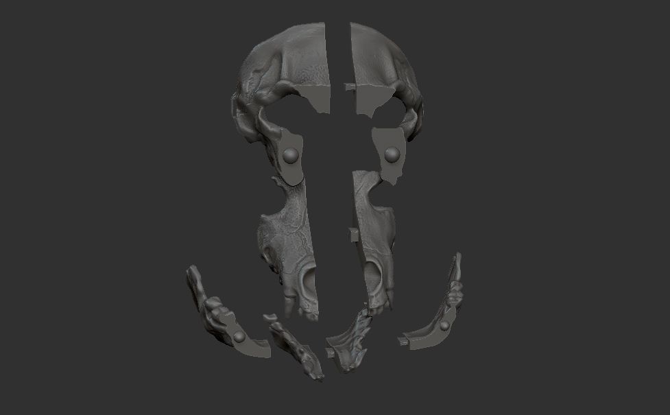 Skull mask with movable jaw 3D print model_6