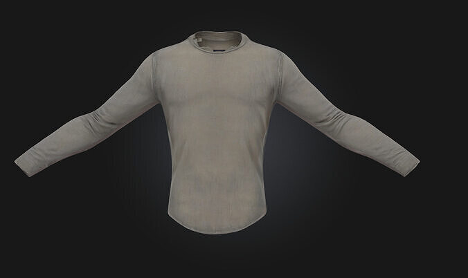Gray Long Sleeve Shirt Render Casual Apparel Model for Everyday 3D model