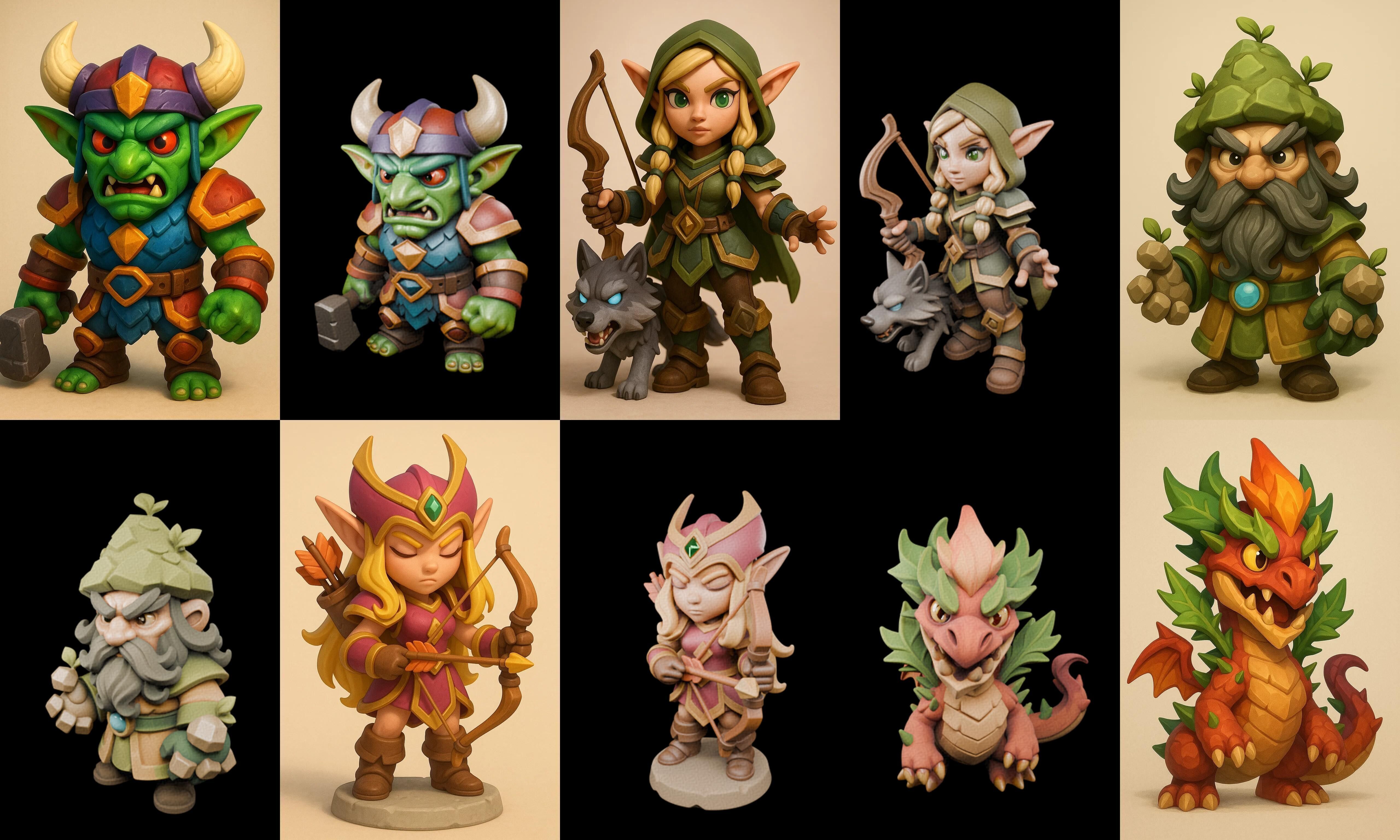 Role Play Fantasy Character bundle 71 pack 100 glb Low-poly 3D model_17