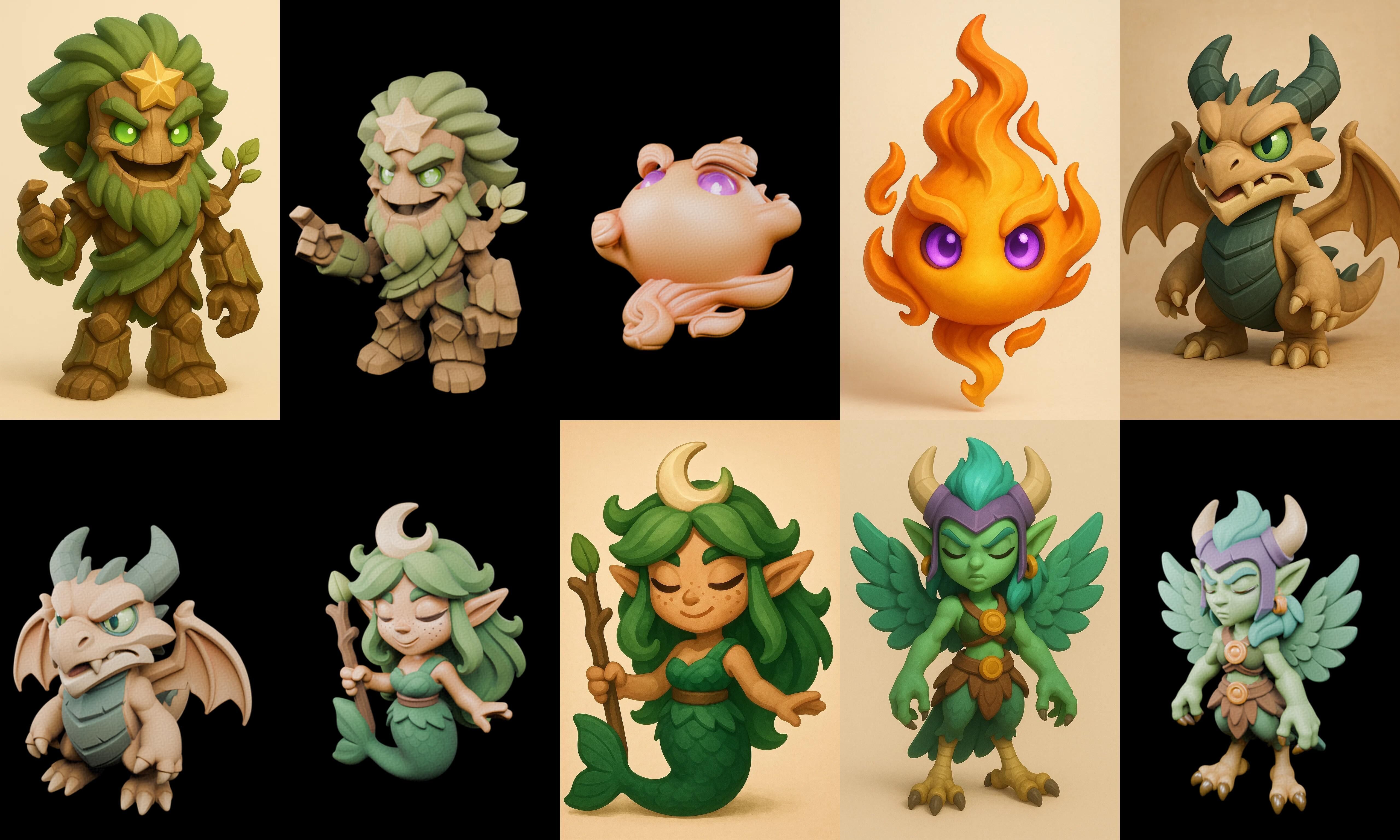Role Play Fantasy Character bundle 71 pack 100 glb Low-poly 3D model_3
