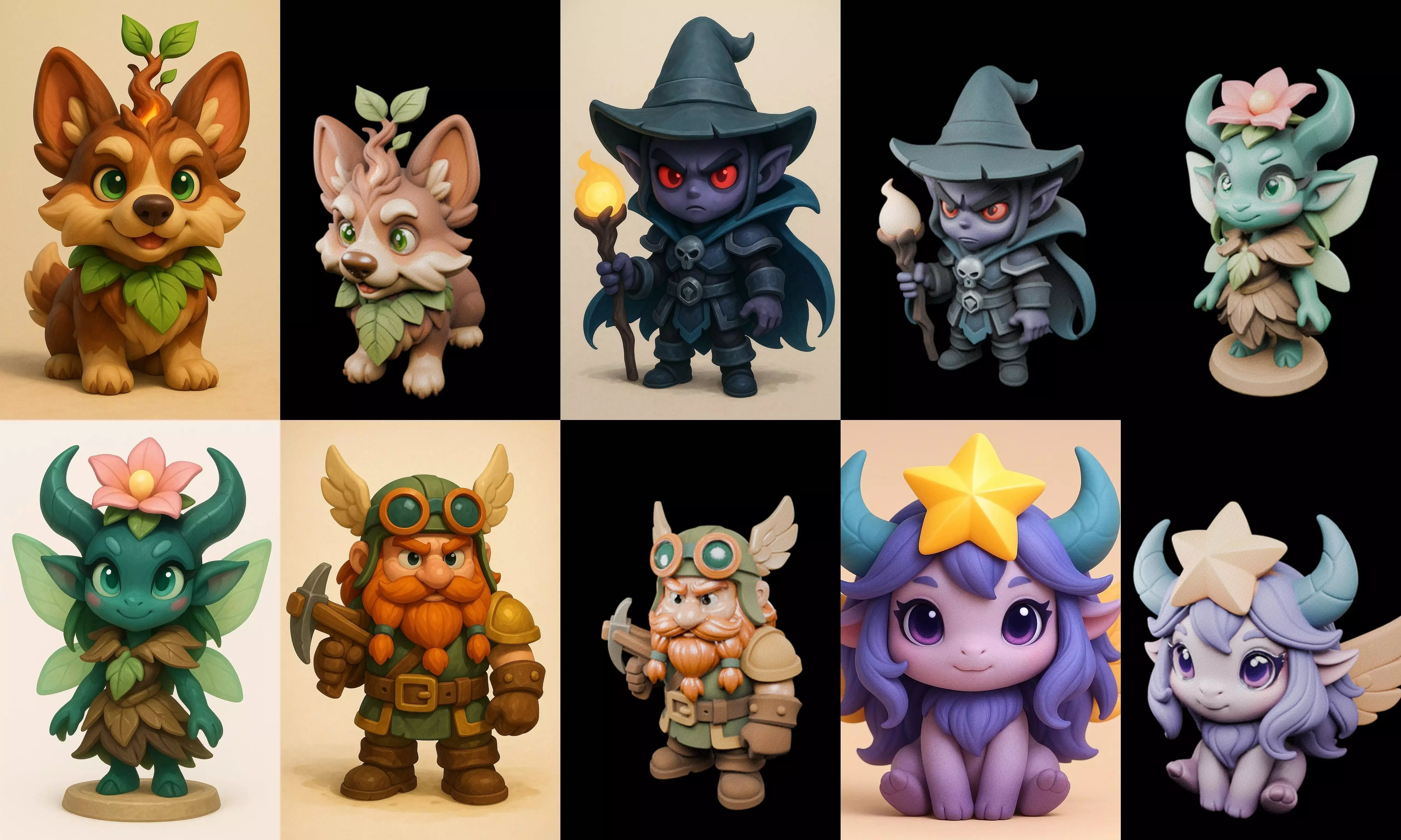 Role Play Fantasy Character bundle 71 pack 100 glb Low-poly 3D model_0