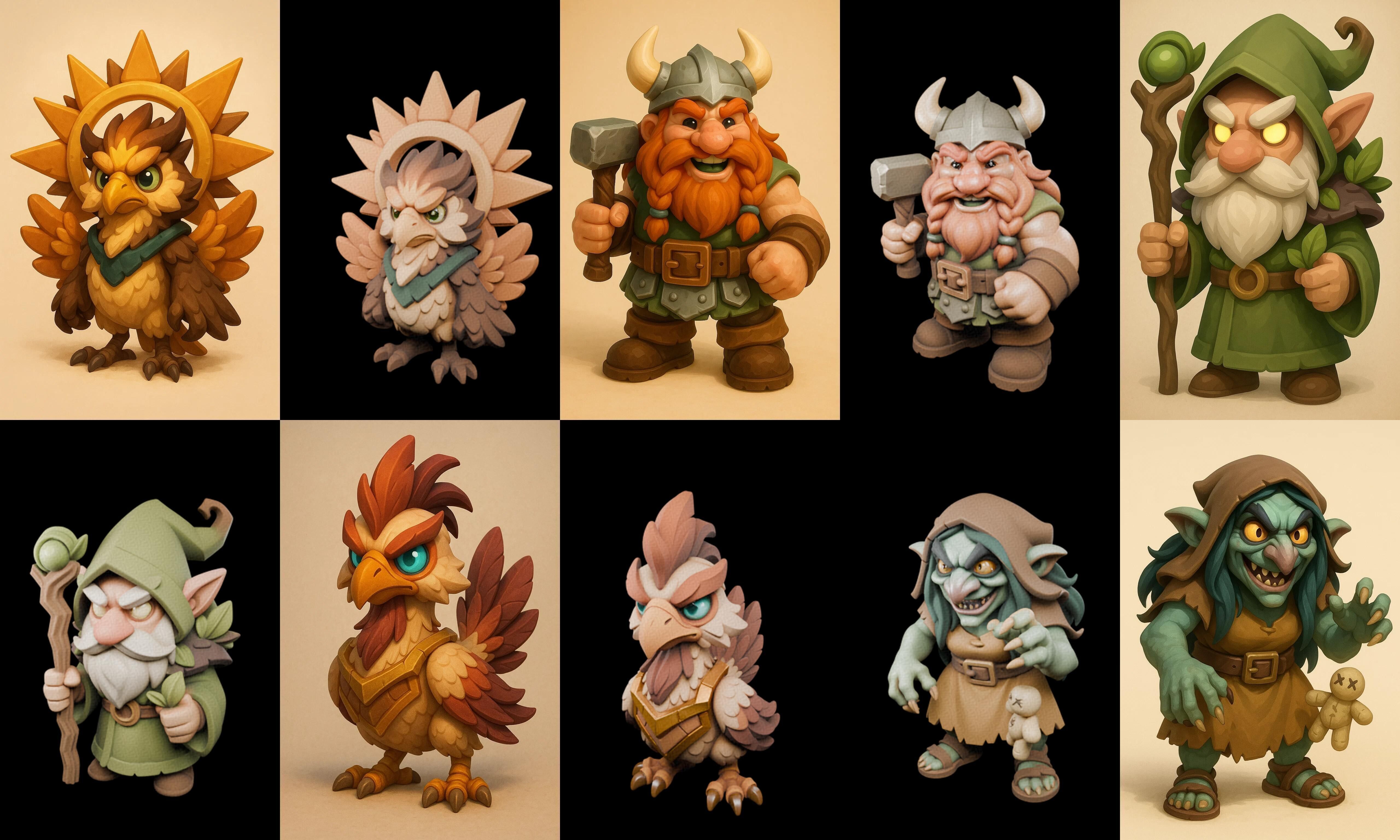 Role Play Fantasy Character bundle 71 pack 100 glb Low-poly 3D model_16