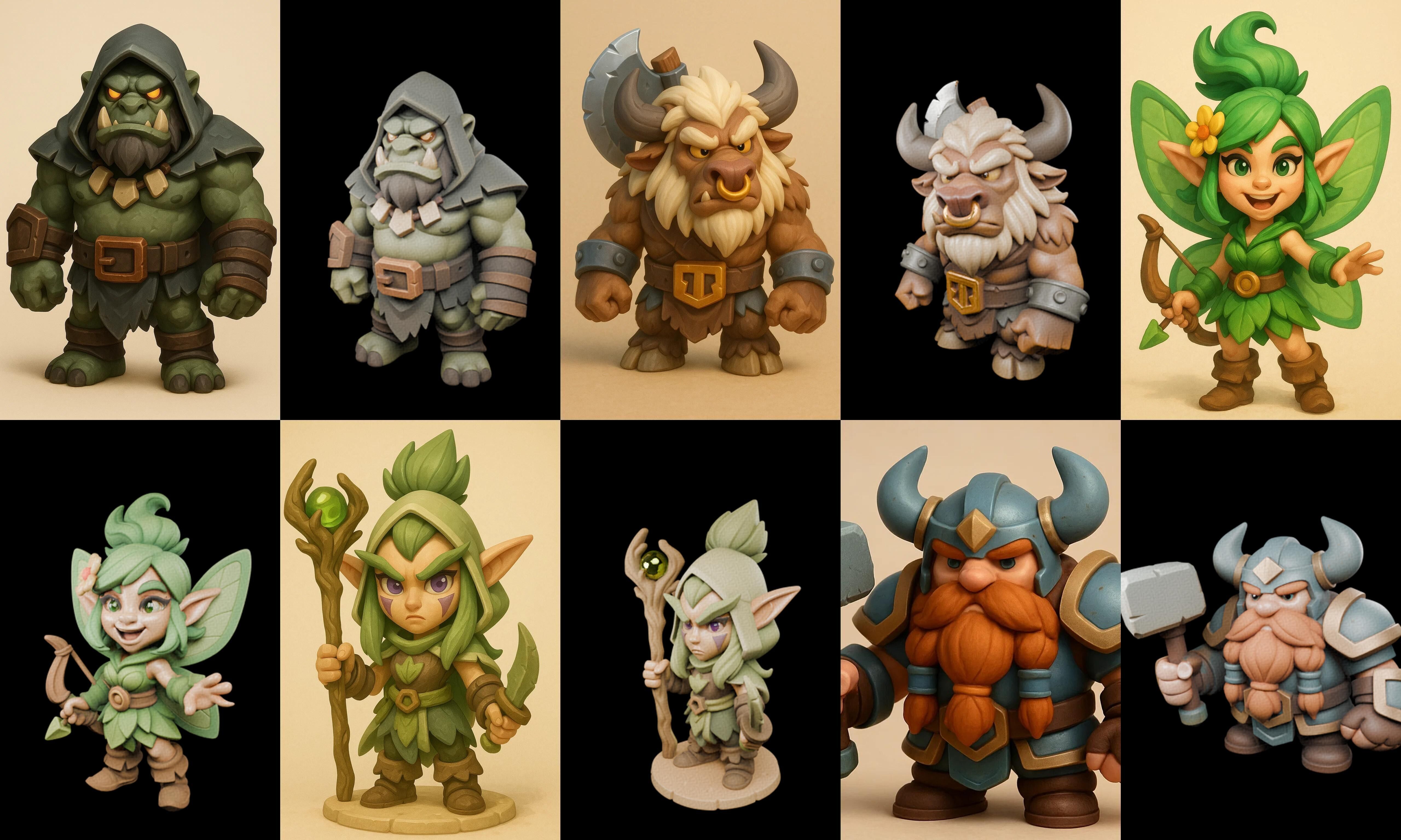 Role Play Fantasy Character bundle 71 pack 100 glb Low-poly 3D model_7