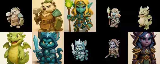 Role Play Fantasy Character bundle 70 pack 100 glb