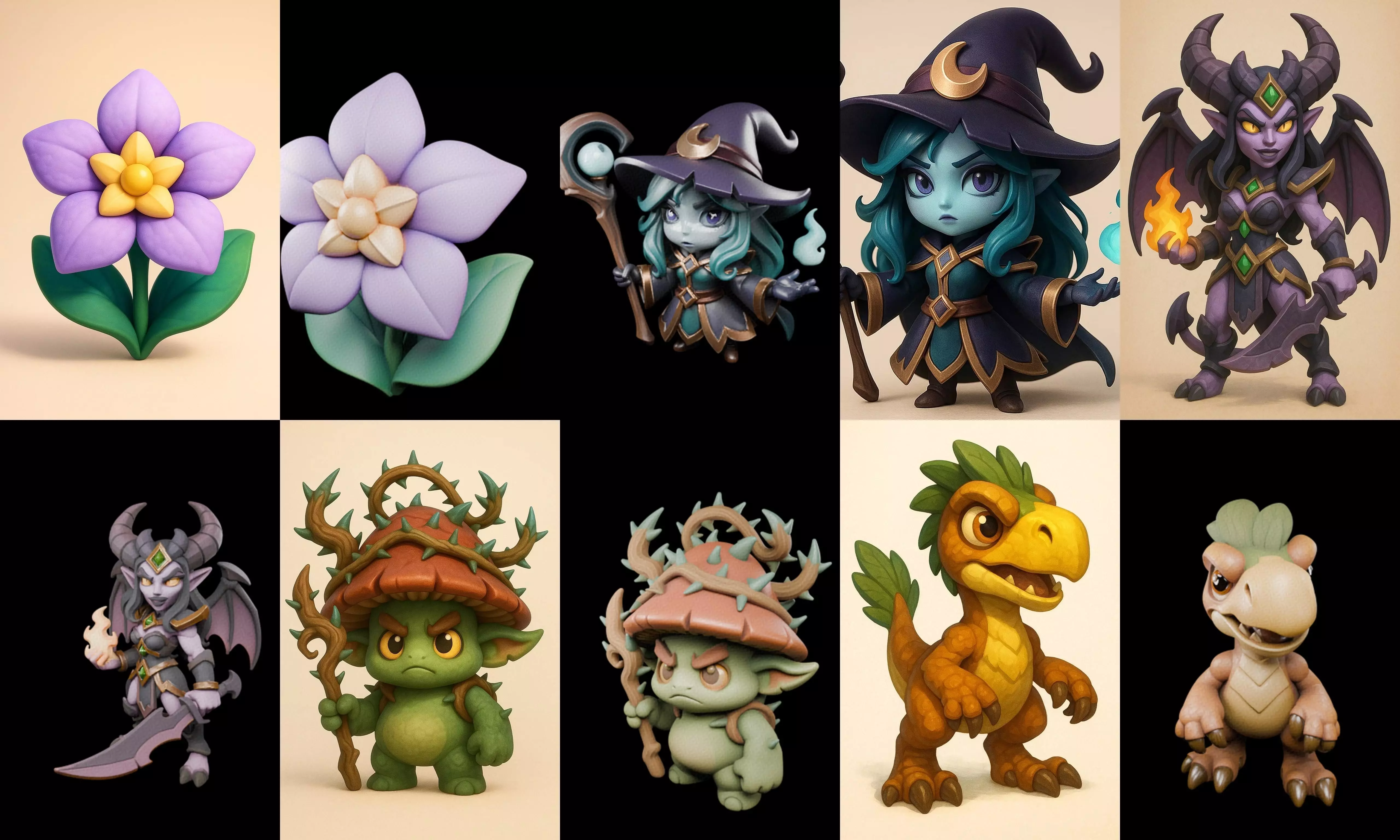Role Play Fantasy Character bundle 68 pack 100 glb Low-poly 3D model