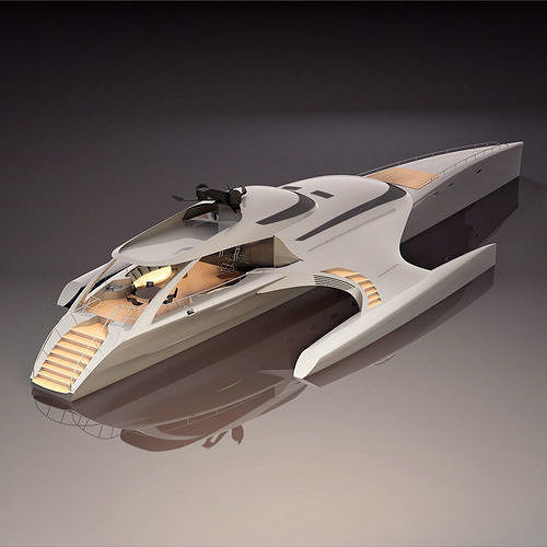 Futuristic Yacht 3D Model Concept Luxury Watercraft Low-poly 3D model