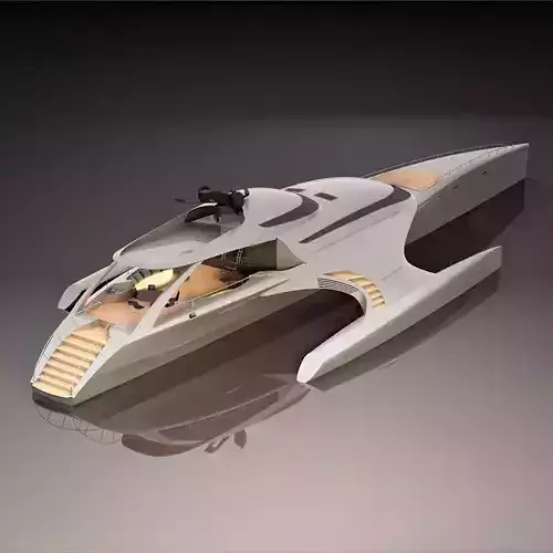 Futuristic Yacht 3D Model Concept Luxury Watercraft