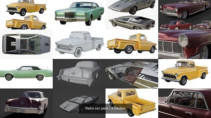 Retro car pack 3D Model Collection