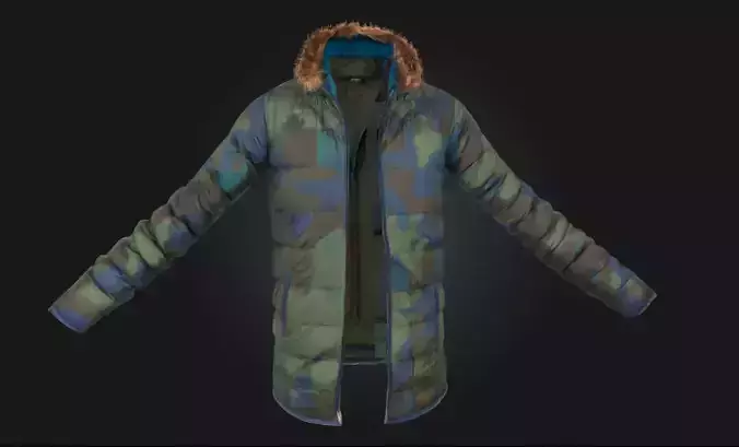 Camouflage Fur-Lined Parka Tactical Outerwear Model for Winte