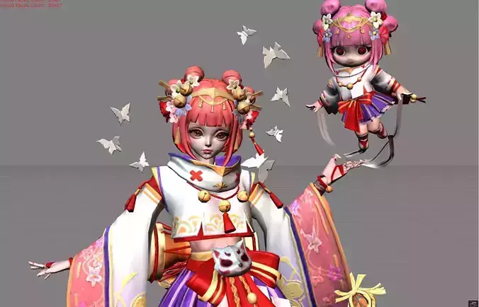Angela Strings of Fate Low-poly 3D model