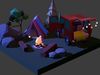 isometric  campsite lowpoly model Low-poly 3D model_1
