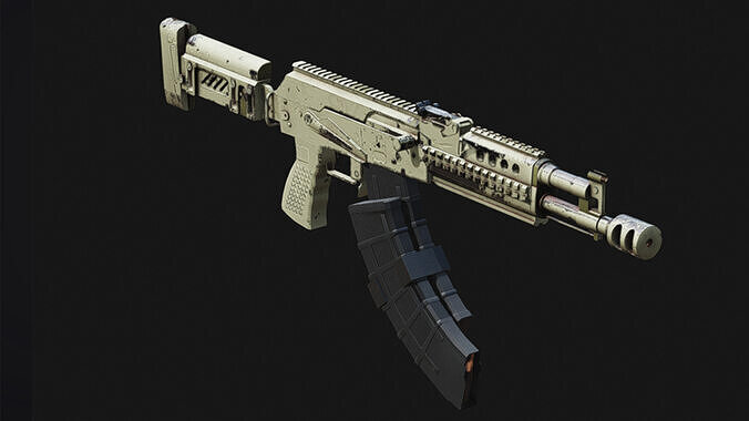 AK-105 AK-102 AK-104 Kalashnikov Assault Rifles Game Ready Low-poly 3D model
