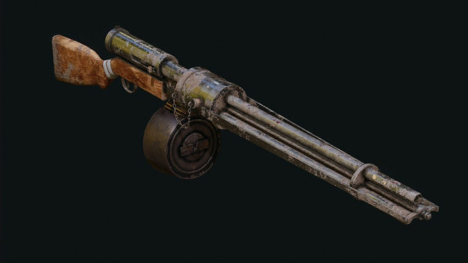 Rotary Cannon Machine Gun Low-poly 3D model
