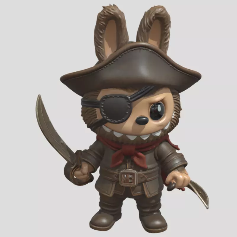 Labubu Pirate Collectible 3D Printable Figure STL 3D print model_0
