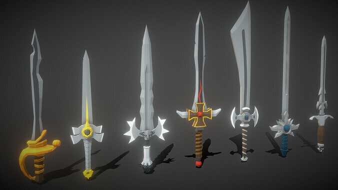 Stylized Low Poly Swords Low-poly 3D model