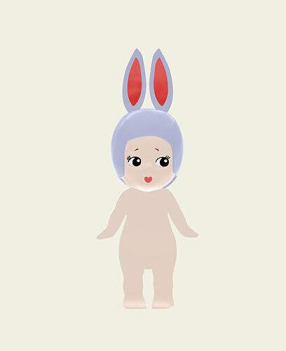  Little Bunny Figurine  Cute Character Design Low-poly 3D model