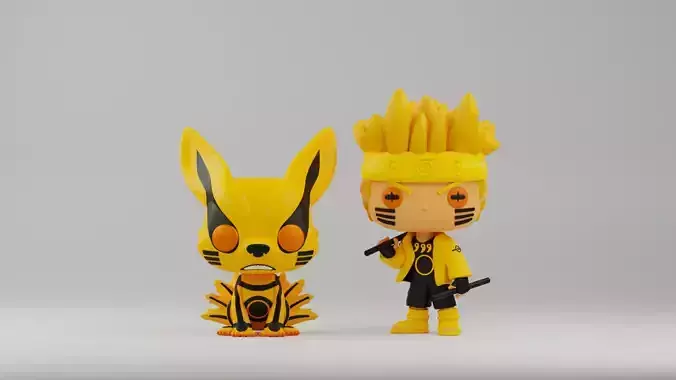 Kurama and Naruto in Kurama Chakra Mode funko pops