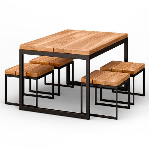  Outdoor Dining Set Low-poly 3D model