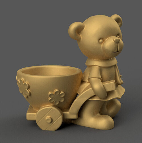 bear planter urn candy container candle holder 3D print model