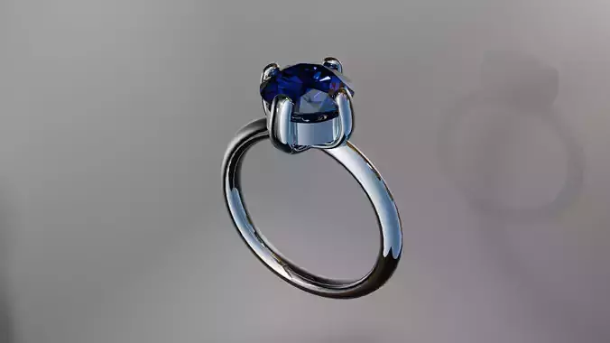 Elegant Sapphire Solitaire Ring   High Poly 3D Model