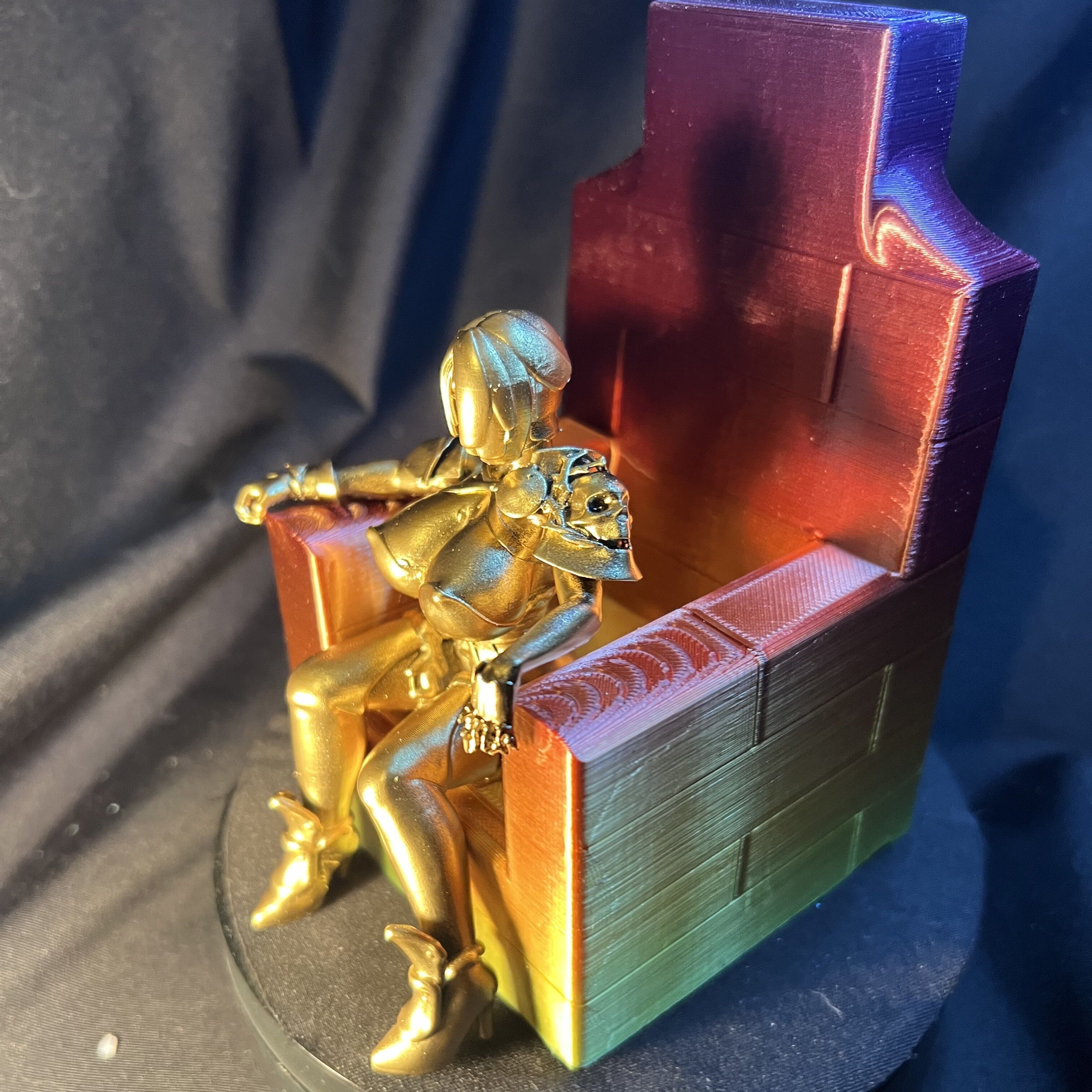 Voluptuous Warrior Queen on Throne 3D print model_2