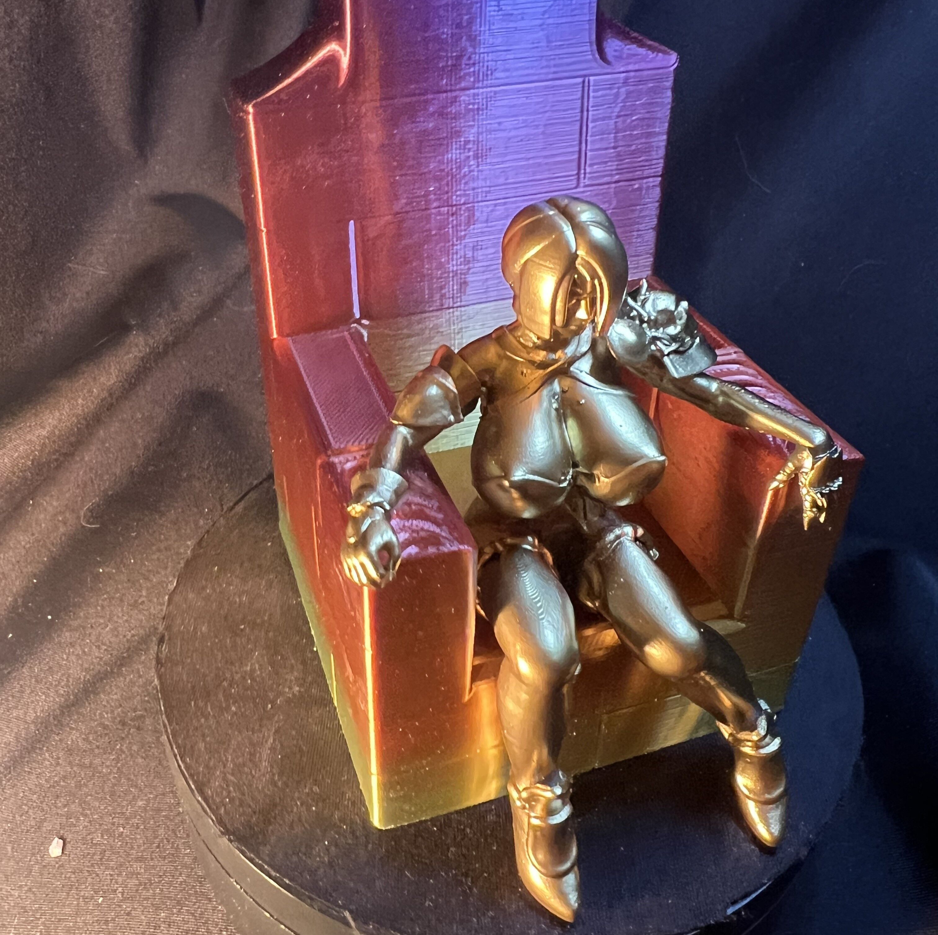 Voluptuous Warrior Queen on Throne 3D print model_9
