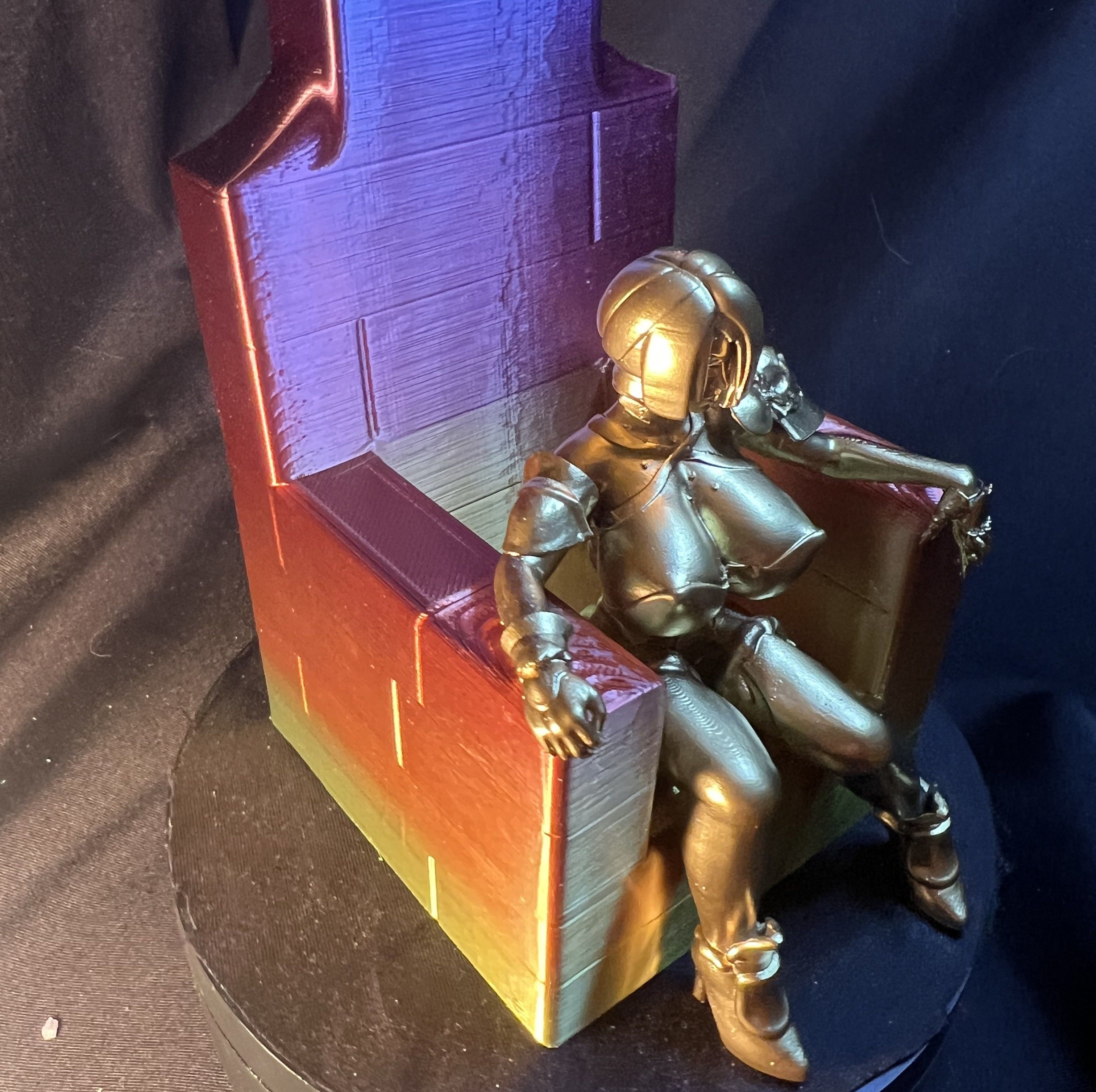 Voluptuous Warrior Queen on Throne 3D print model_8