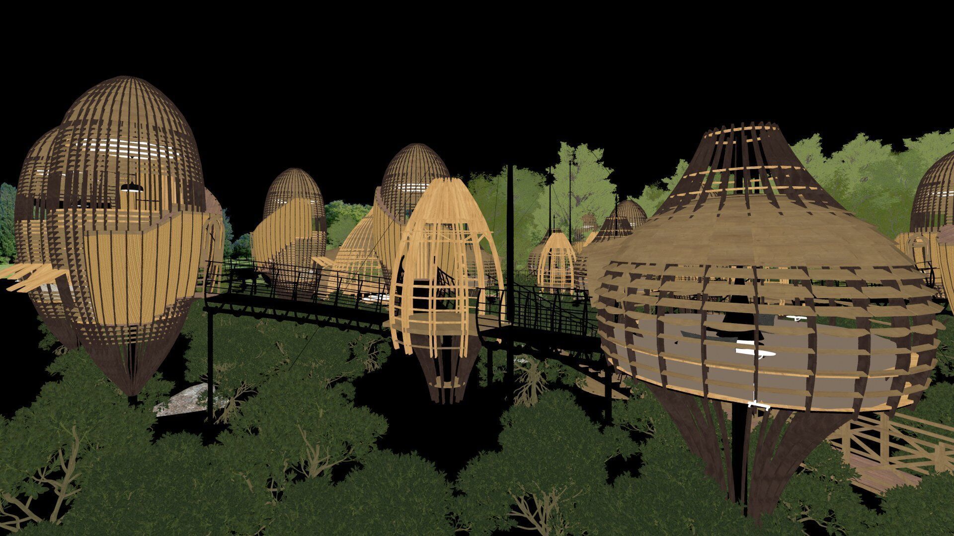 Futuristic Eco Resort in Mangrove Forest - Vray 3D Scene  Low-poly 3D model_30