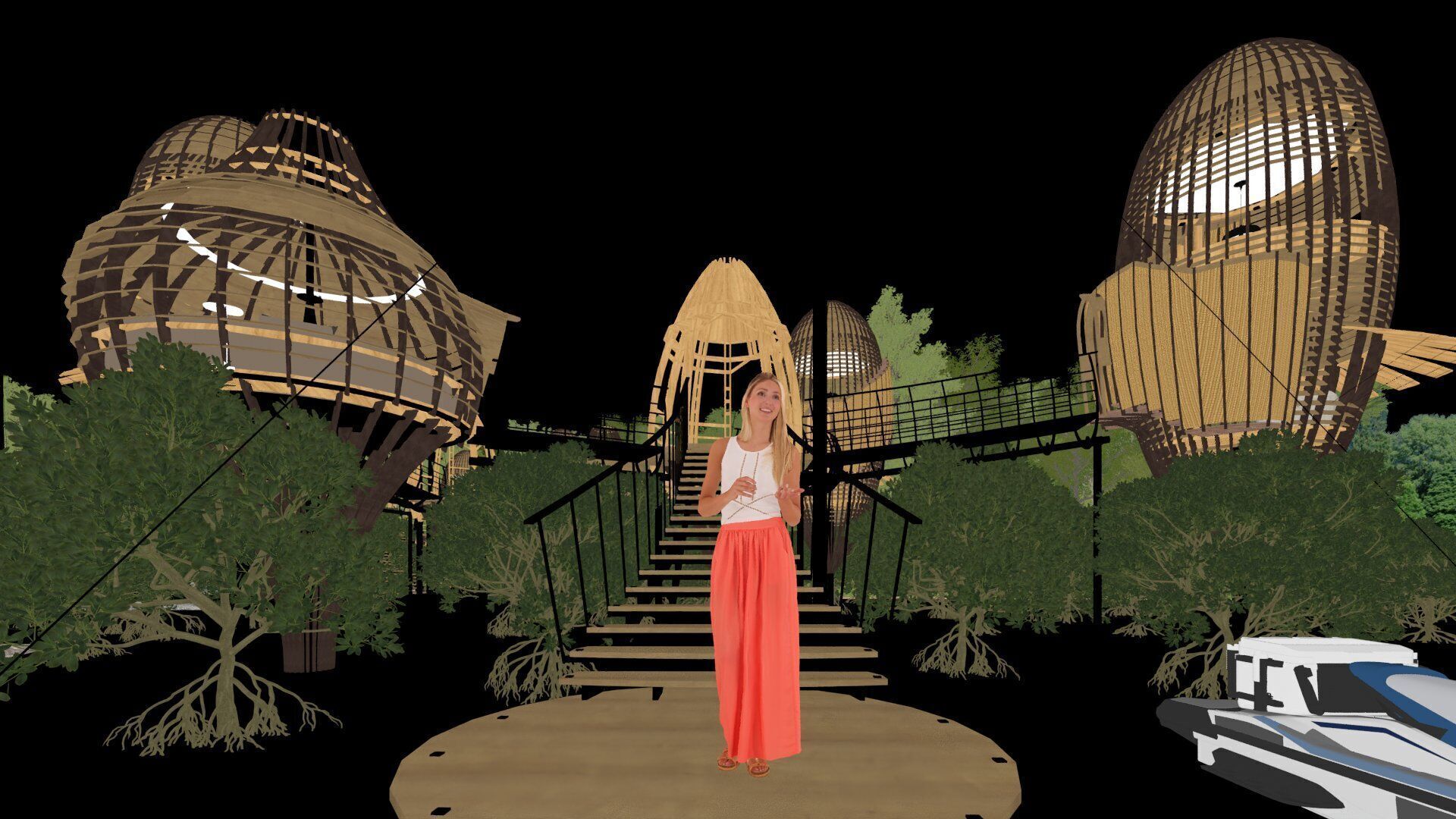 Futuristic Eco Resort in Mangrove Forest - Vray 3D Scene  Low-poly 3D model_37