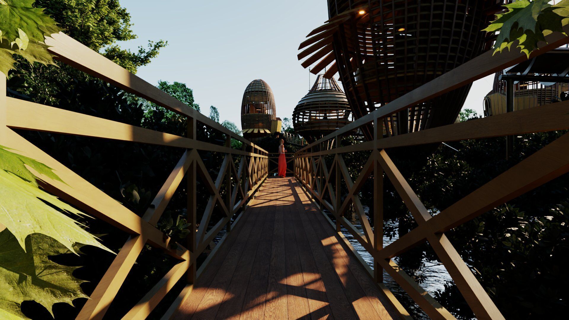 Futuristic Eco Resort in Mangrove Forest - Vray 3D Scene  Low-poly 3D model_2