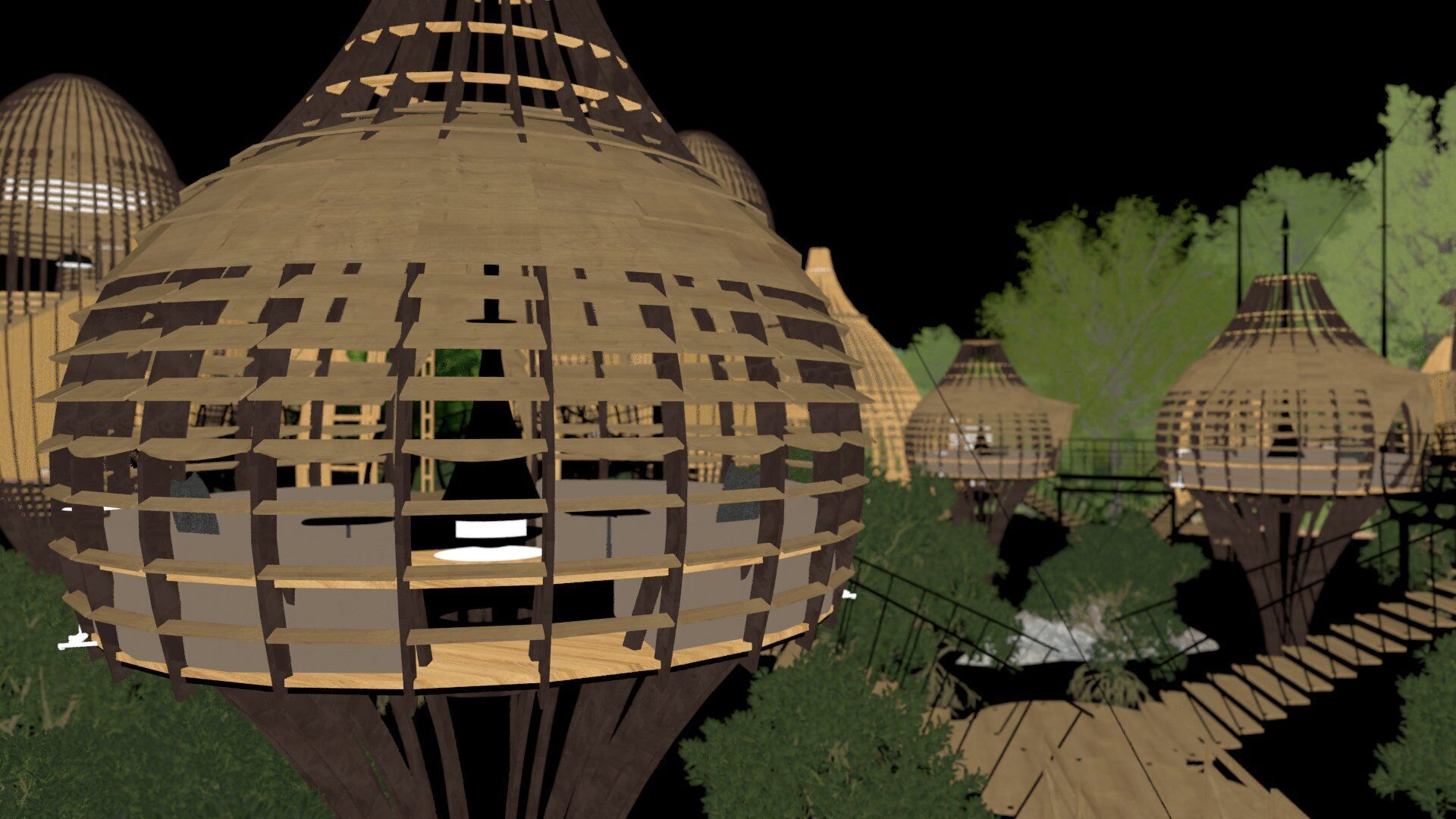 Futuristic Eco Resort in Mangrove Forest - Vray 3D Scene  Low-poly 3D model_35