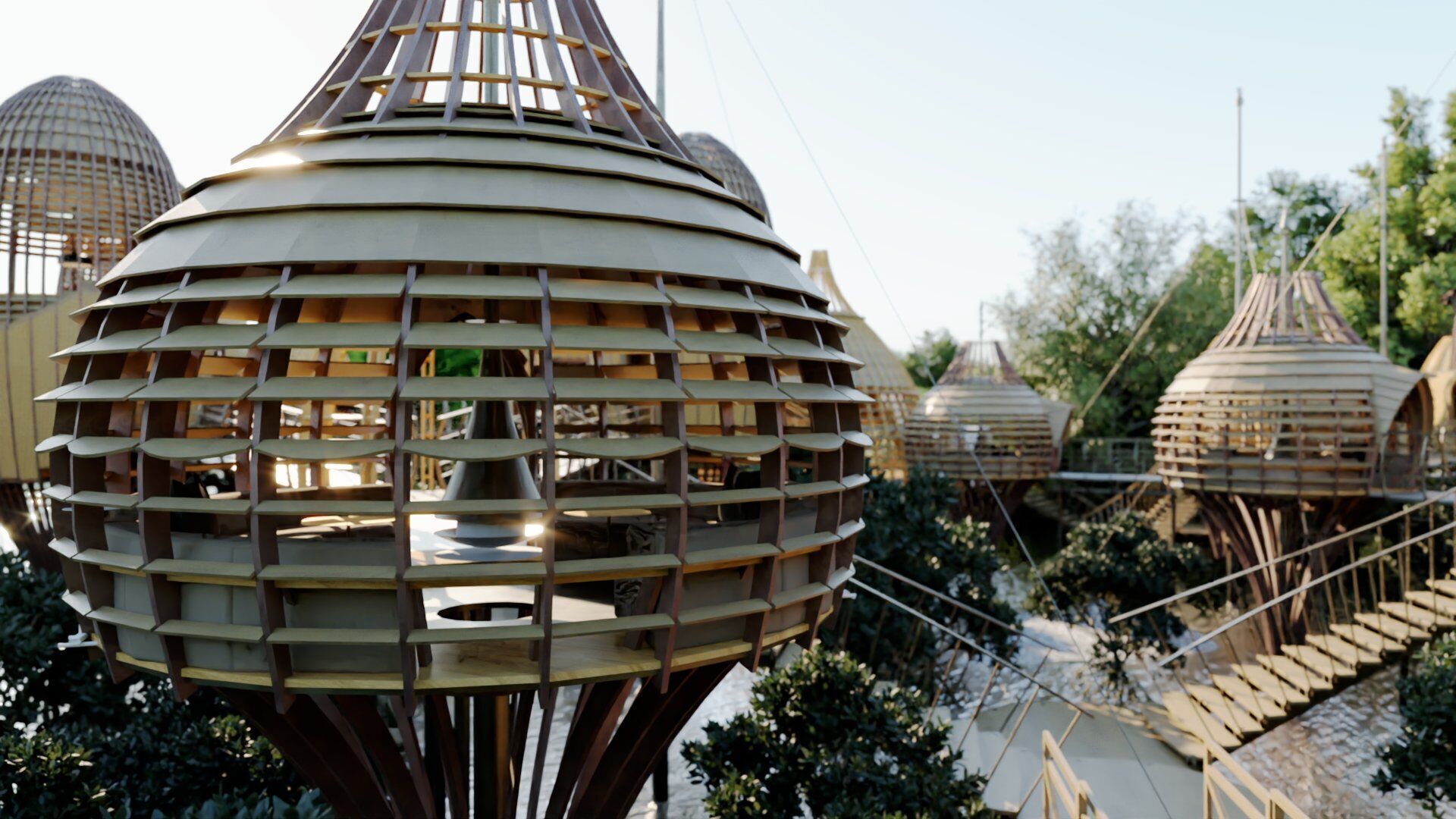 Futuristic Eco Resort in Mangrove Forest - Vray 3D Scene  Low-poly 3D model_11