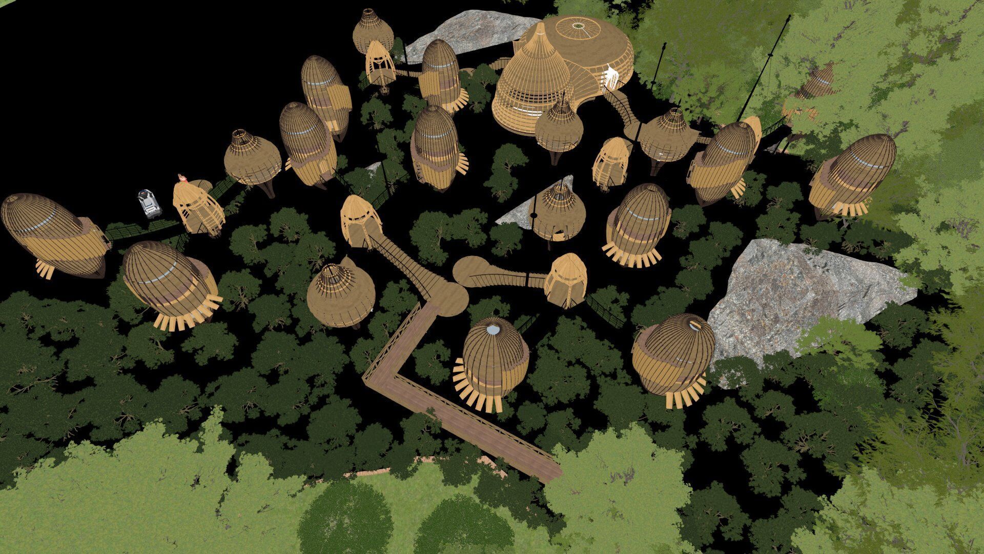 Futuristic Eco Resort in Mangrove Forest - Vray 3D Scene  Low-poly 3D model_15
